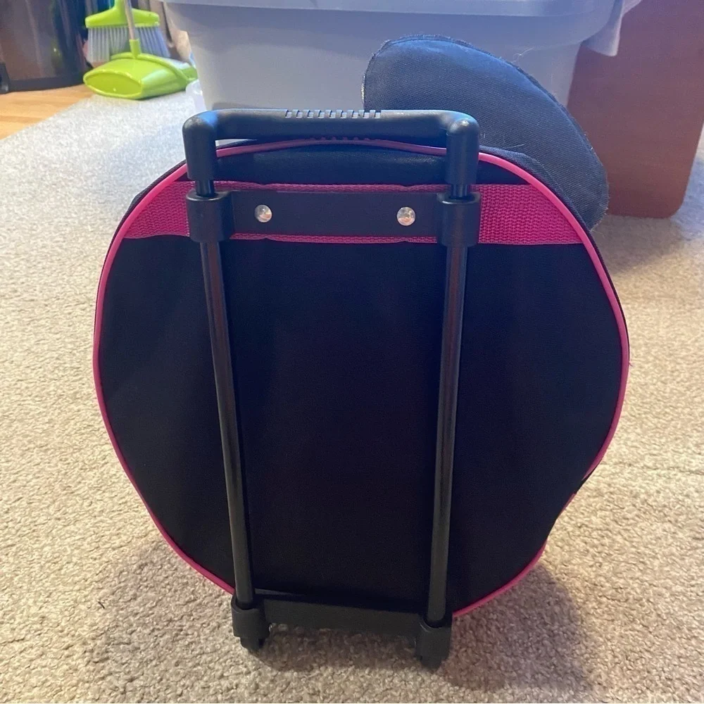 Disney Minnie Mouse Circle Roller Suit Case Pink Black 3D Ears Adjustable Handle